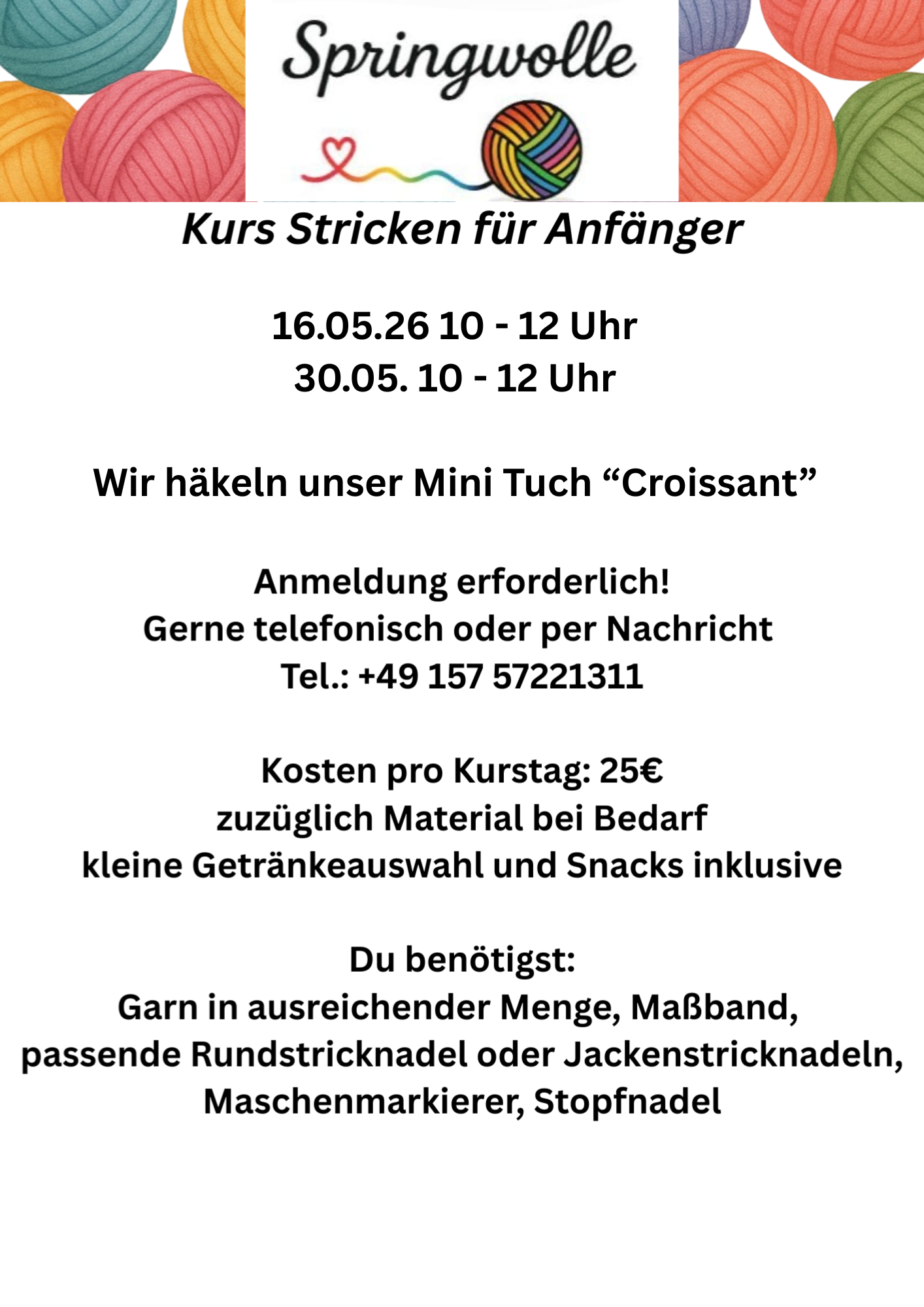 09.05. 10 - 12 23.05. 10 - 12 Wir lernen häkeln durch Granny Square - 2 09.05. 10 - 12 23.05. 10 - 12 Wir lernen häkeln durch Granny Square - 2